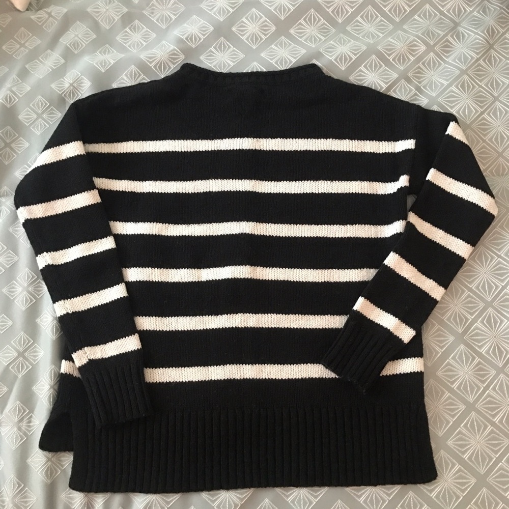 Cozy Black White Striped Loft Sweater M - Picture 2 of 8