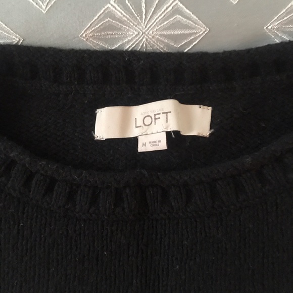 Cozy Black White Striped Loft Sweater M - Picture 6 of 8