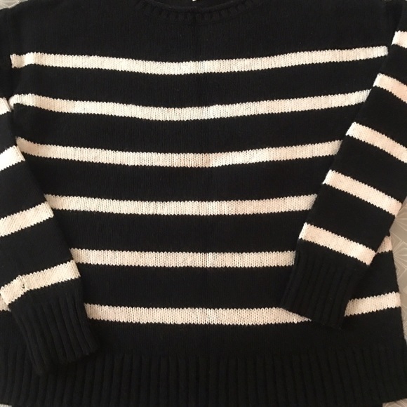 Cozy Black White Striped Loft Sweater M - Picture 3 of 8