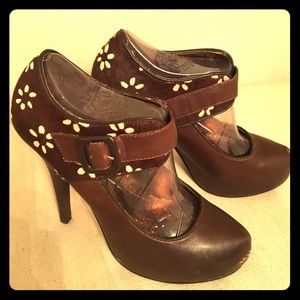 Naughty Monkey chocolate Mary Jane stiletto heels
