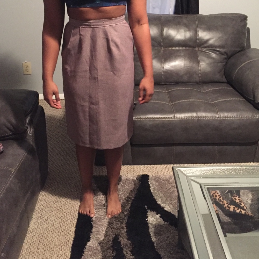 Pink and gray vintage pinstripe skirt
