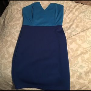 Teal and navy cocktail dress