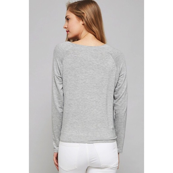 >>LAST<< Basic Principle Front Tie Top - Gray - Picture 4 of 7