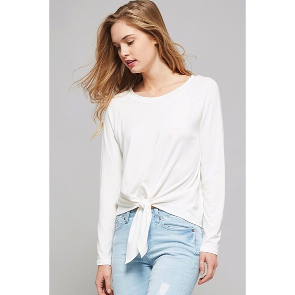 >>LAST<< Basic Principle Front Tie Top - Gray - Picture 6 of 7