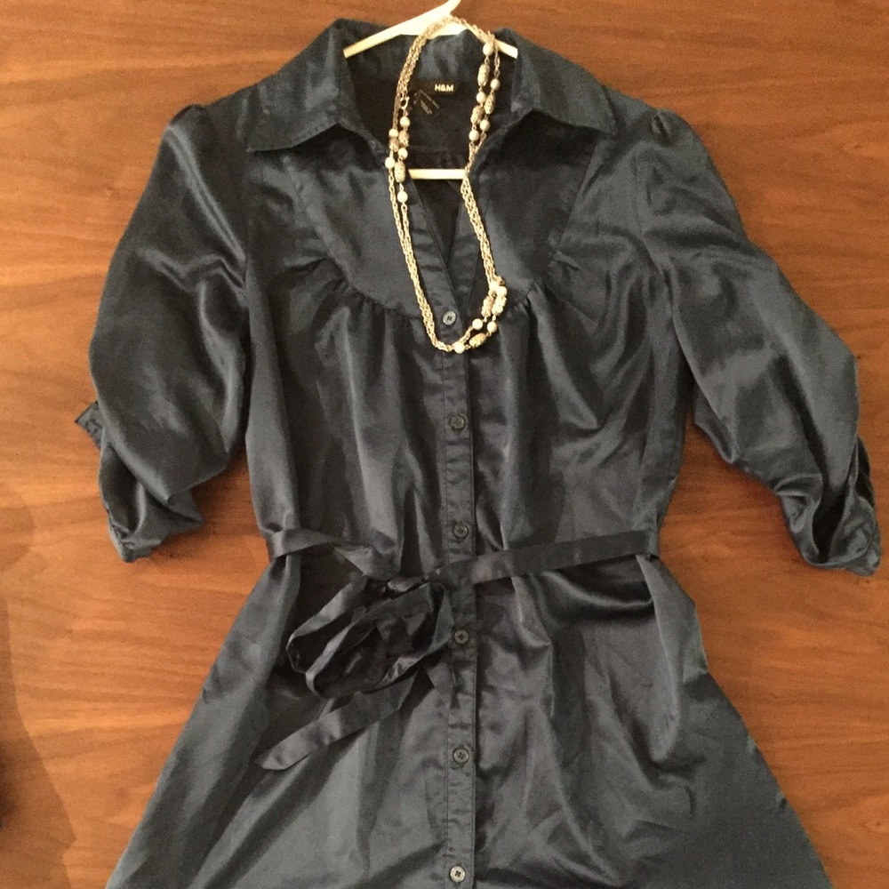 H&M silky royal blue tunic dress