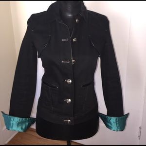 Armani Exchange Black Jean Military Blazer Jacket
