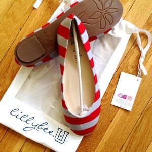 Lillybee U Flats Scarlet and Gray New with Bag
