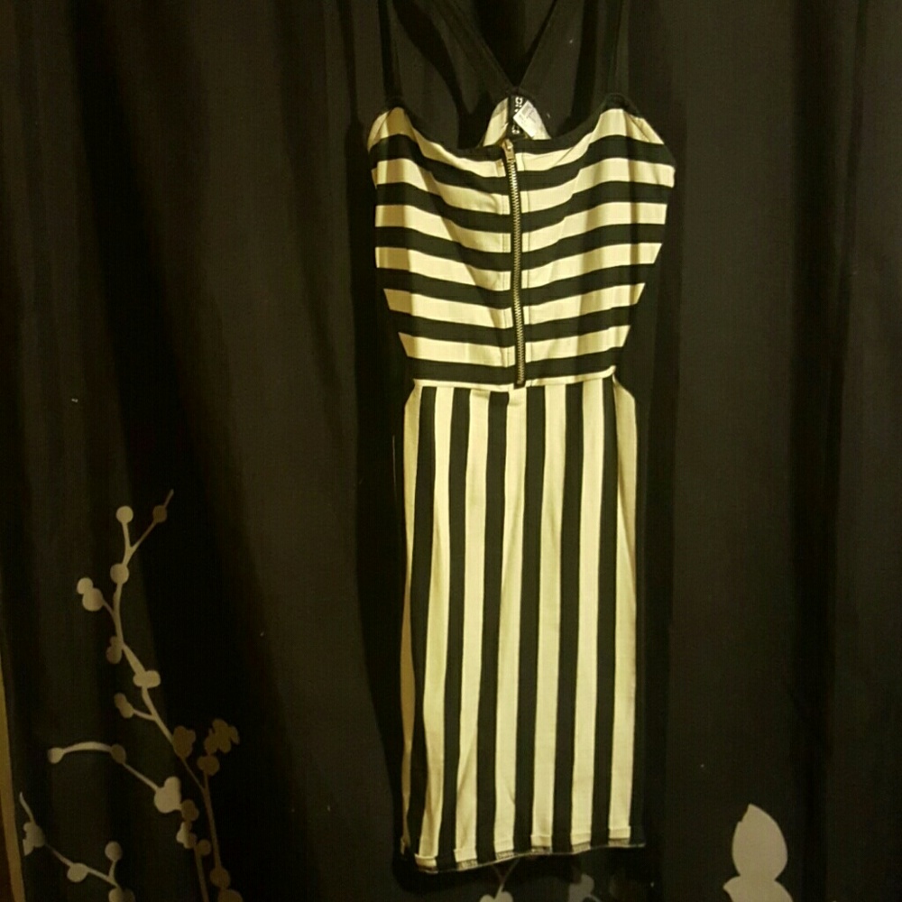 Divided Black+White striped bodycon