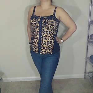 Saucy leopard bustier style tank top
