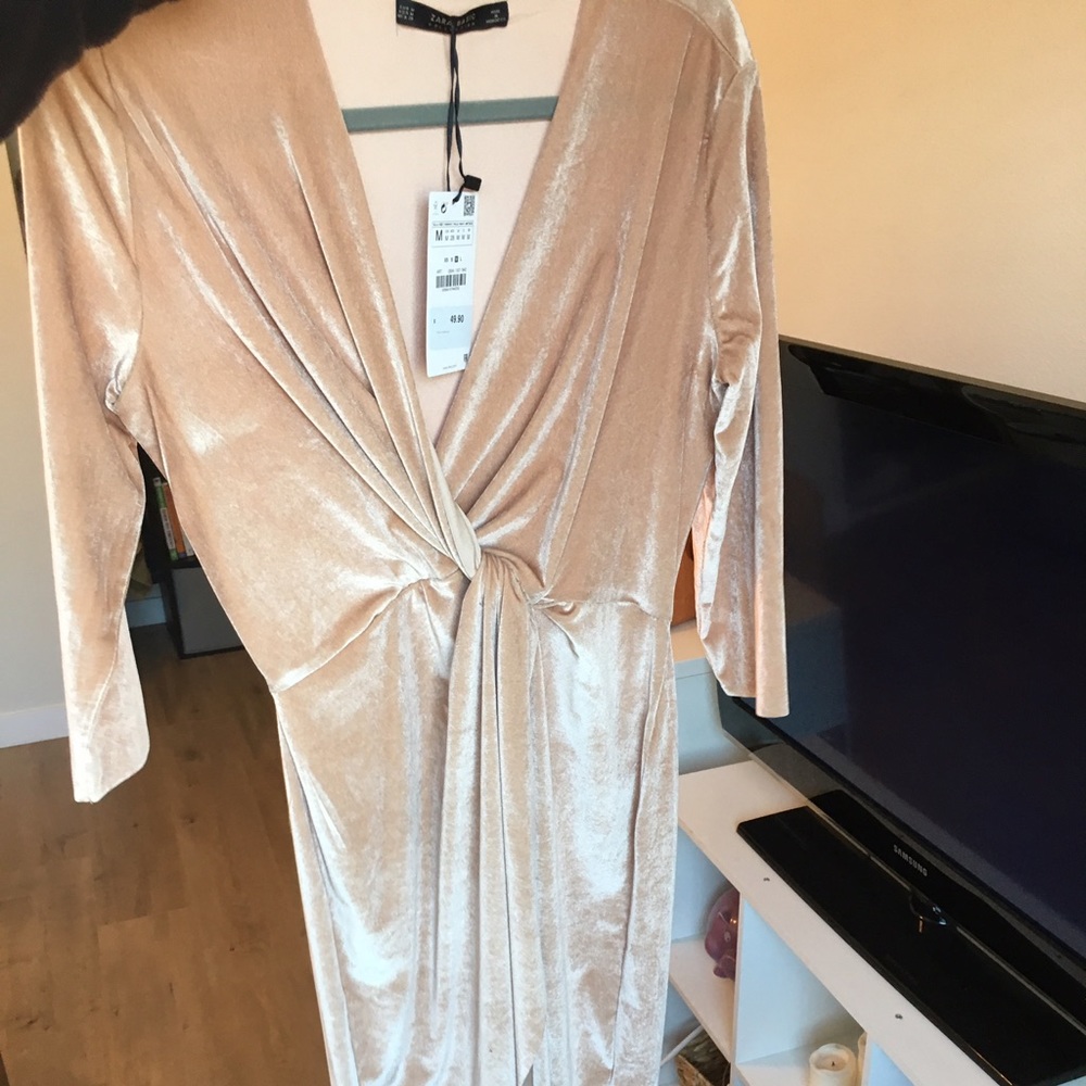 NEW Zara velvet low slit dress