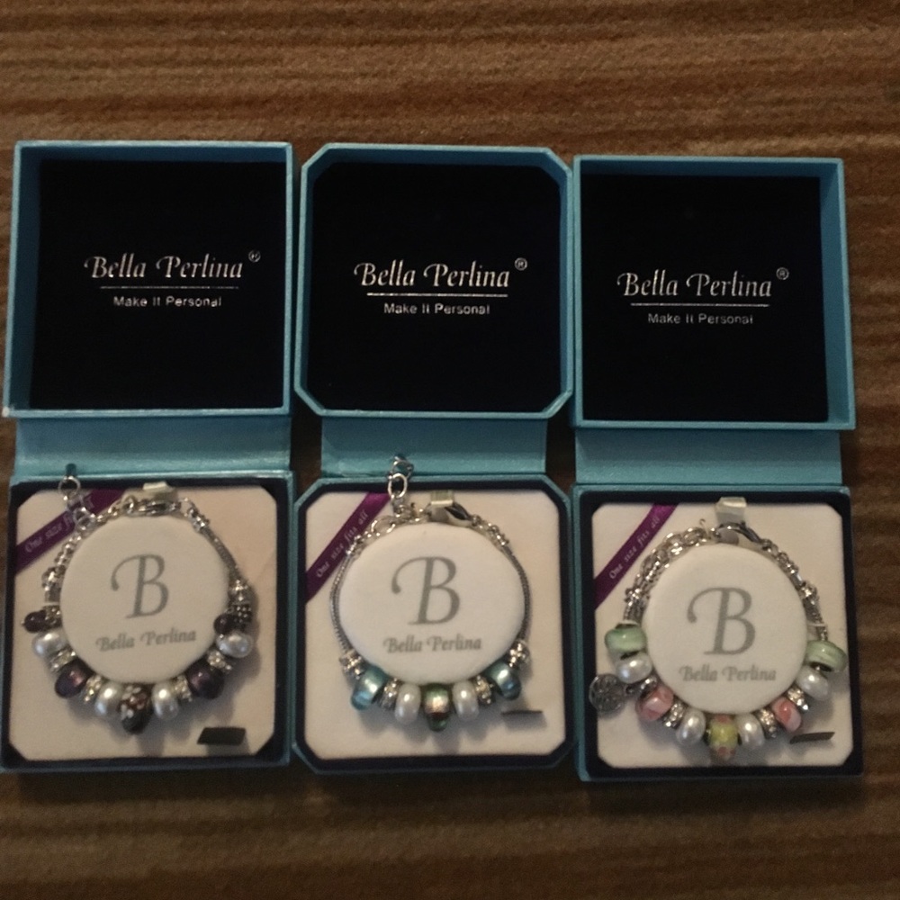 Set of 3 bella perlina charm bracelets