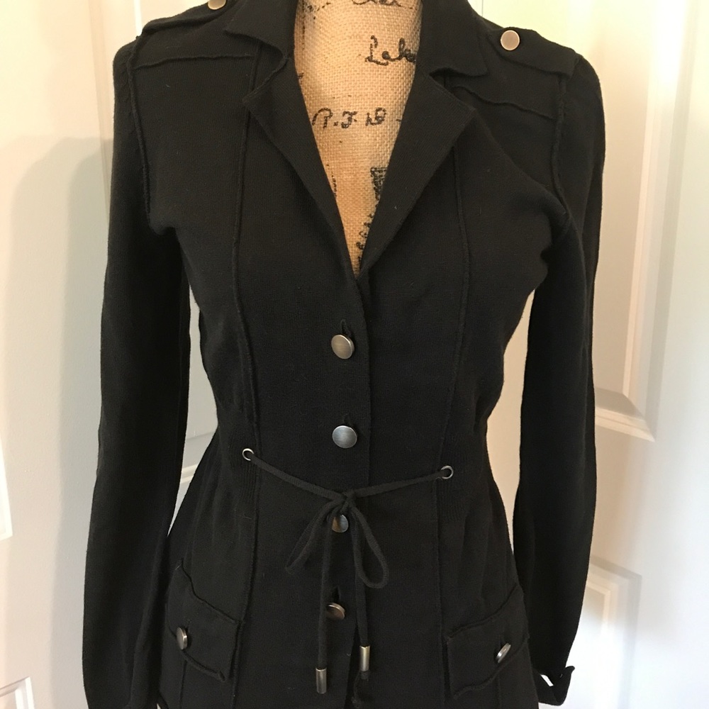 Black sweater cardigan.