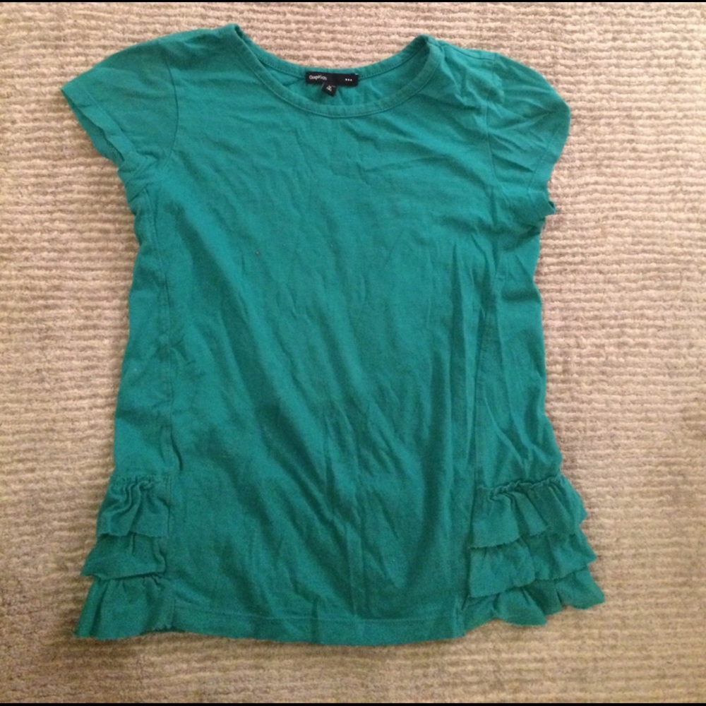 Ruffled teal t-shirt for girls
