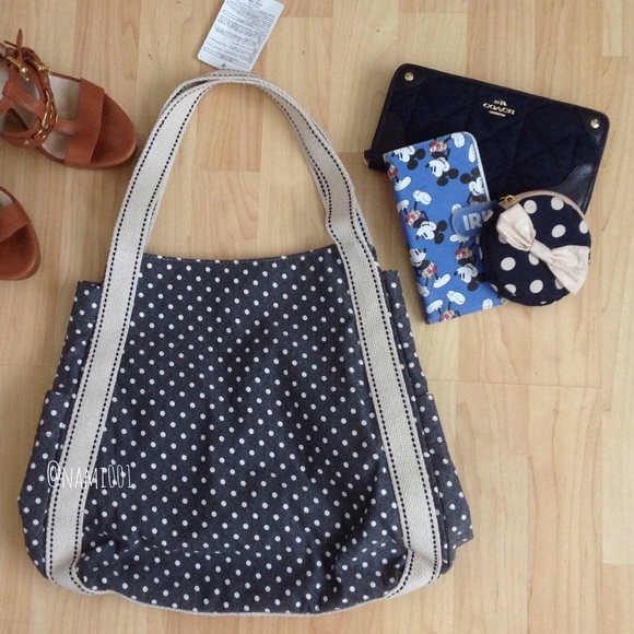 Japan Handbags - Cute Denim Color Polka Dot Purse Handbag
