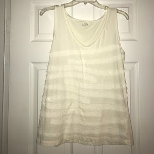 White/cream sequined and ribboned tank top