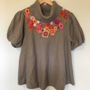 Anthro Turtleneck with Embroidery