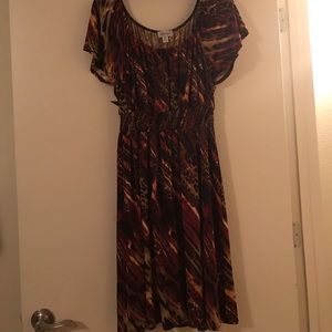 Rust color animal pattern silk dress avenue