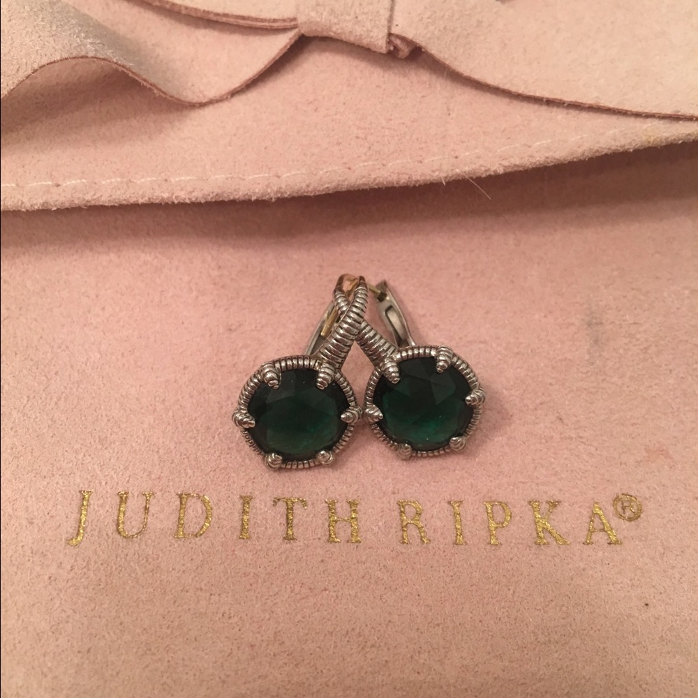 Judith Ripka Green Quartz/Sterling Silver Earrings