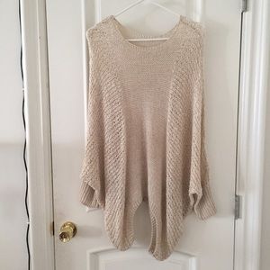 Khaki bat hollow out Bat Sleeve sweater