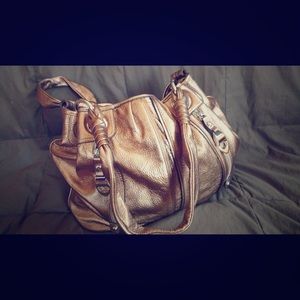 B Makowsky gold/bronze leather bag
