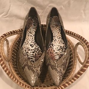 Sam Edelman Snake-Print Pointed Flat, Size 6.5