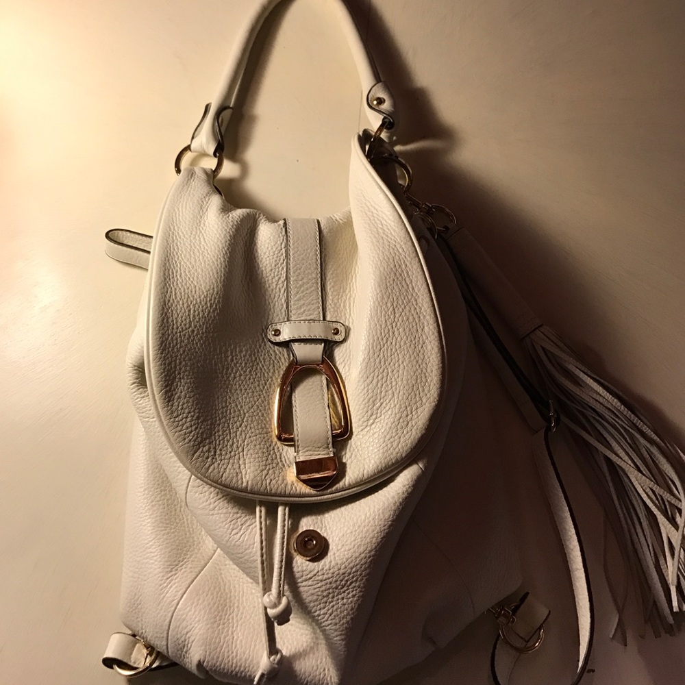 G.I.L.I. White Leather Backpack Shoulder Bag