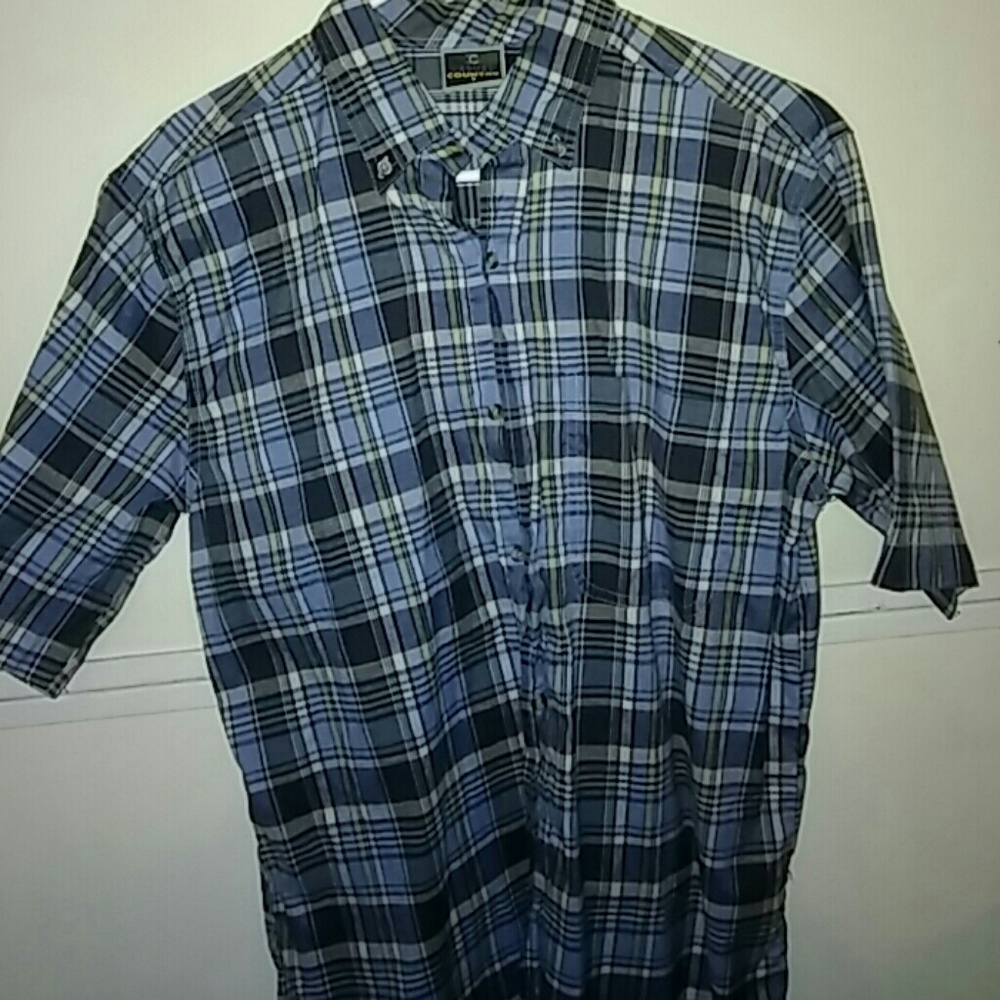 Blue plaid casual button down