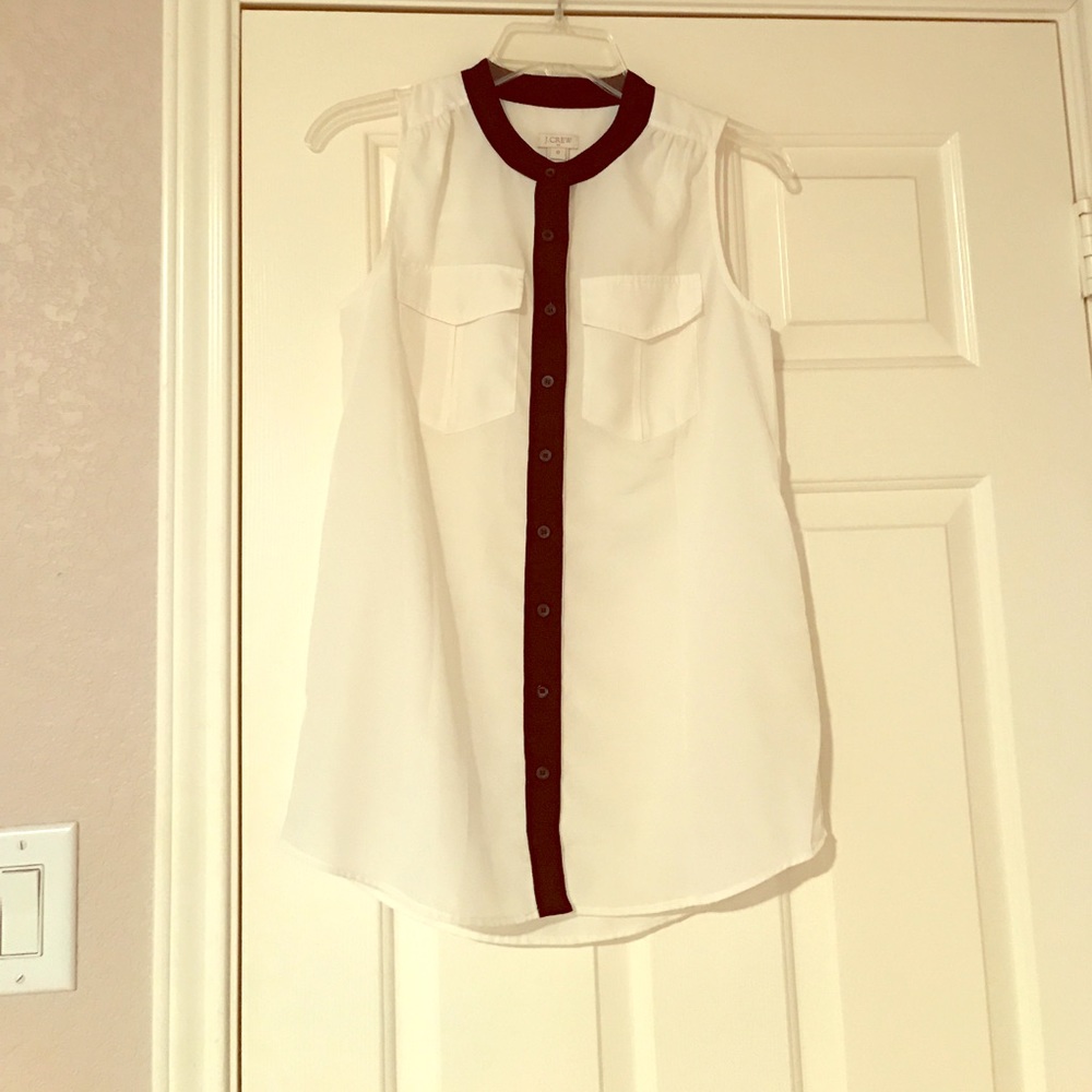 J Crew Factory white sleeveless button up top