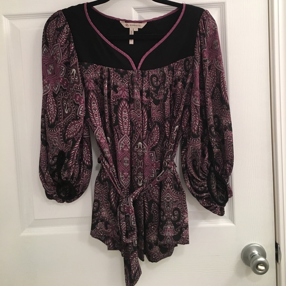 BCBGeneration Purple Paisley Blouse