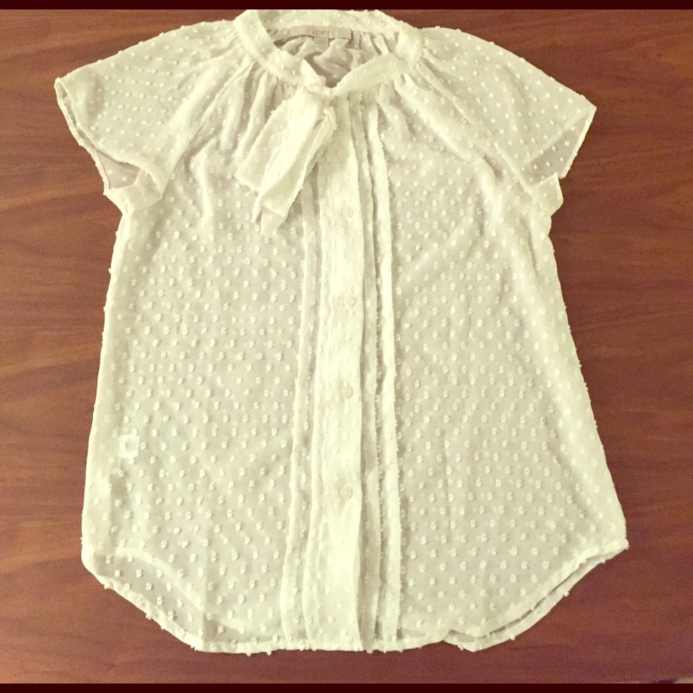 White Loft blouse with bow