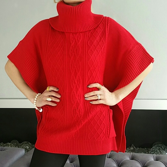 🔴LAST 1🔴COZY Red knitted poncho - Picture 3 of 4