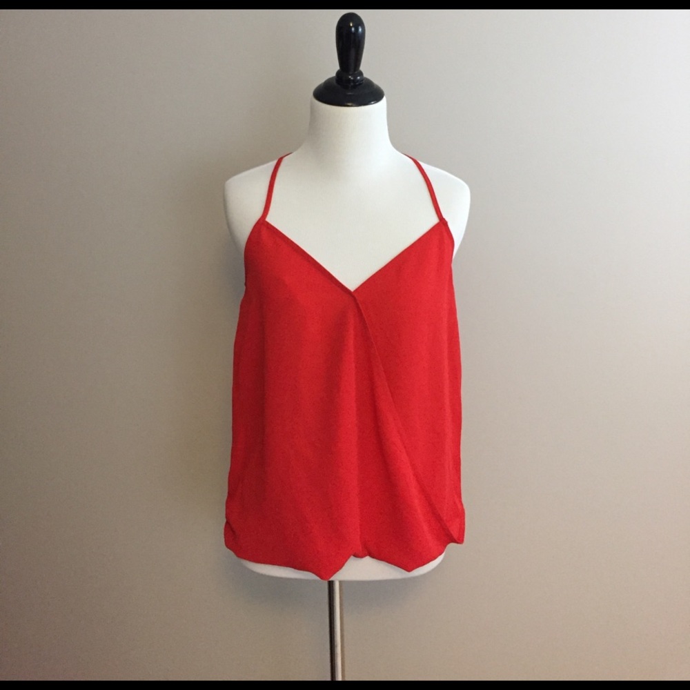 Red Lily White High Low Tank SIZE XS