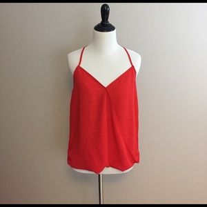 Red Lily White High Low Tank SIZE XS