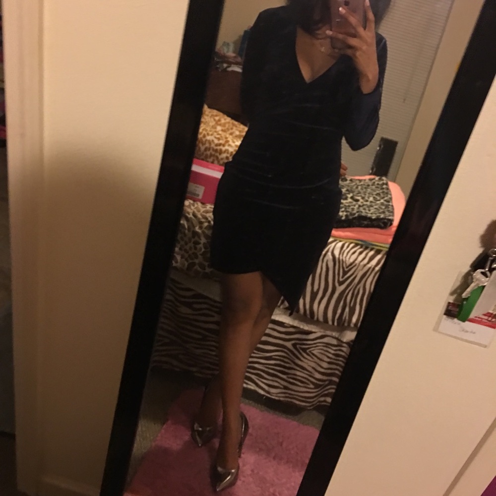 Dark Blue v neck dress