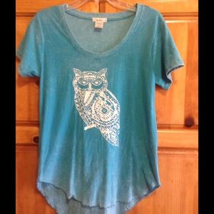 Turquoise owl tee