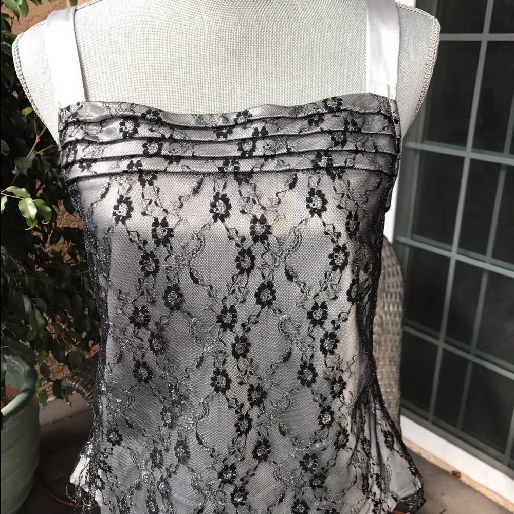👜SOLD Black and Silver Lacy Camisole