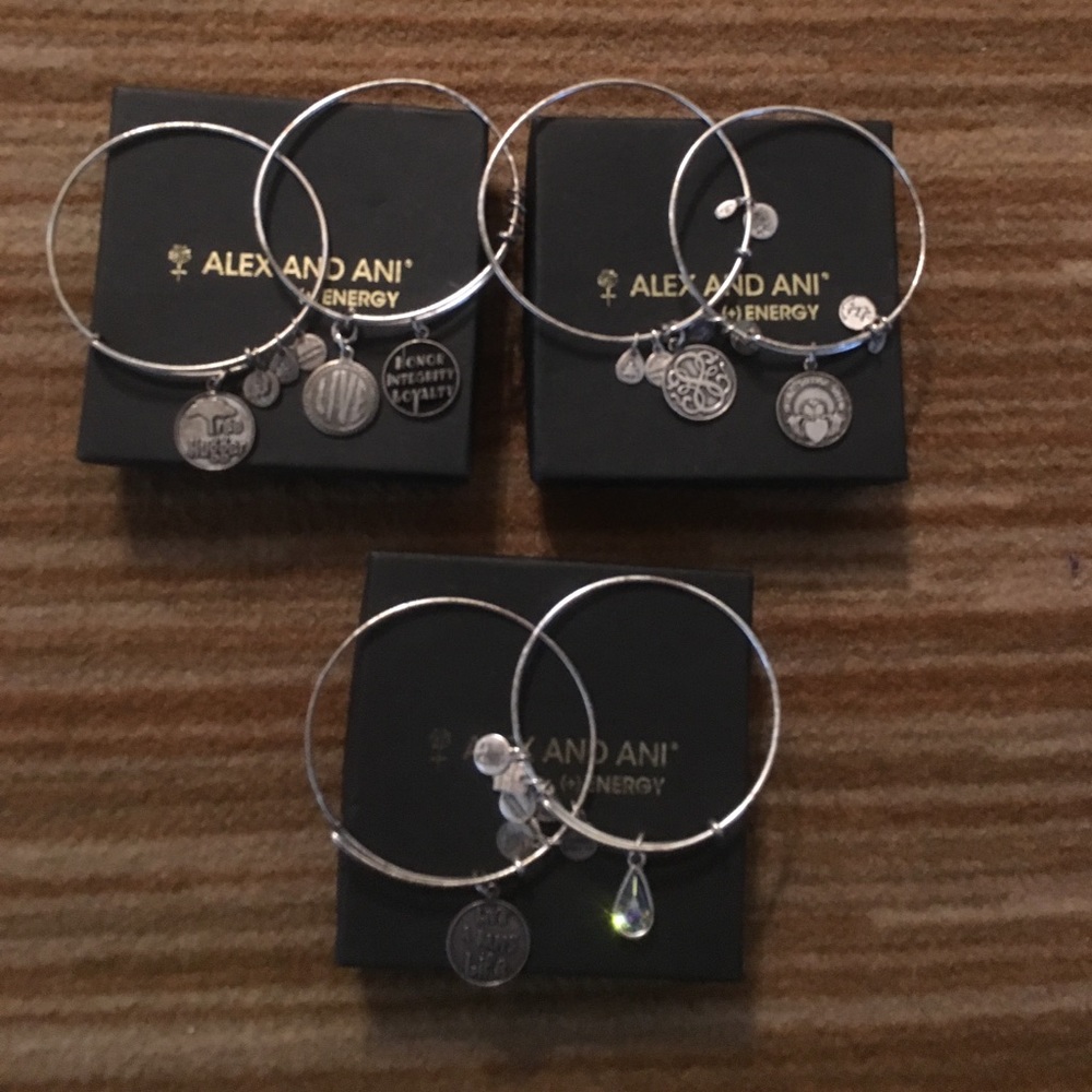 Set of 6 Alex and Ani expandable bracelets