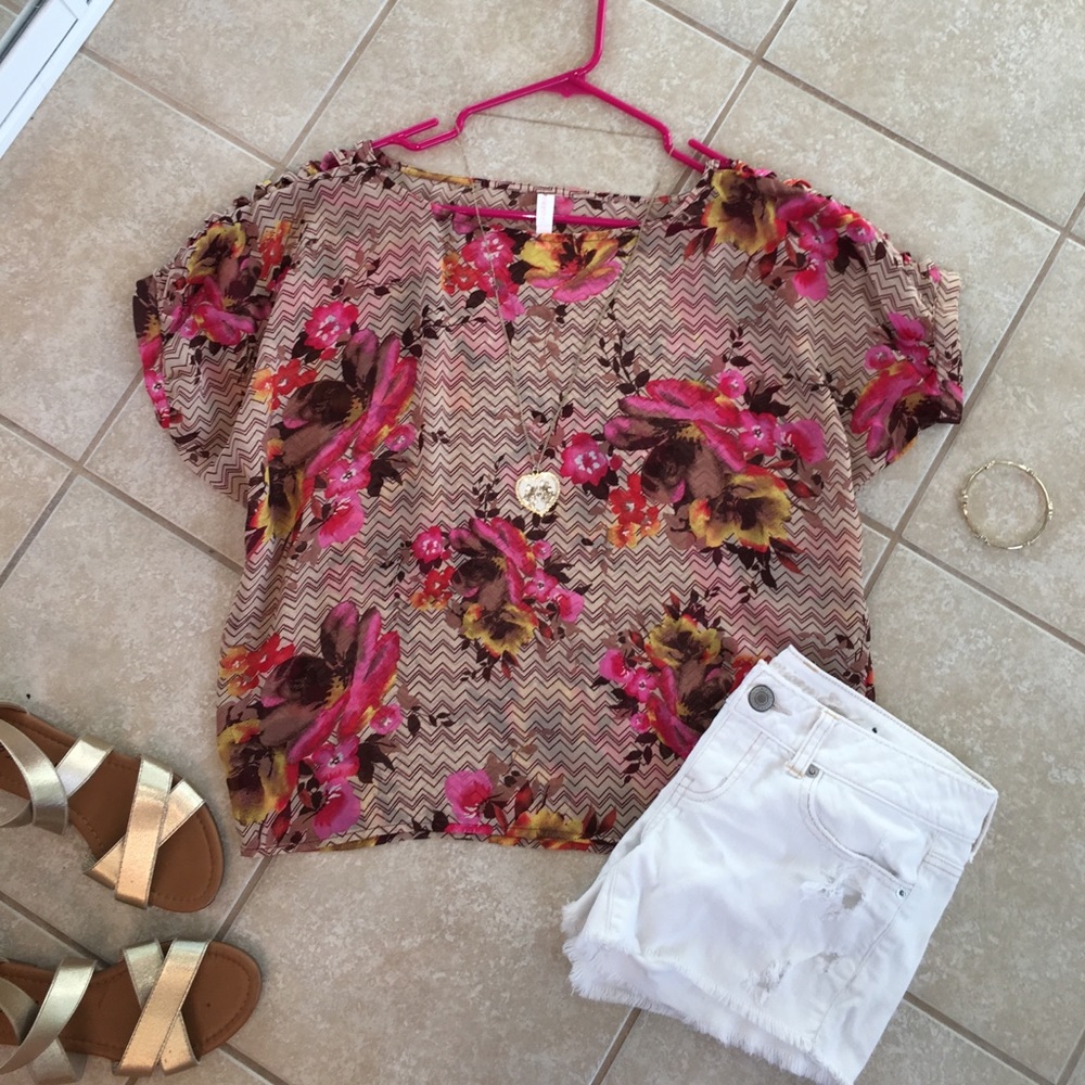 Sheer Floral Dolman Top