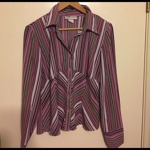 Dressbarn button up purple striped top