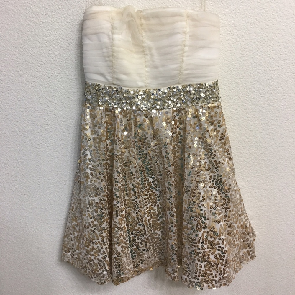 Gold-sequined Strapless Dress from Group USA