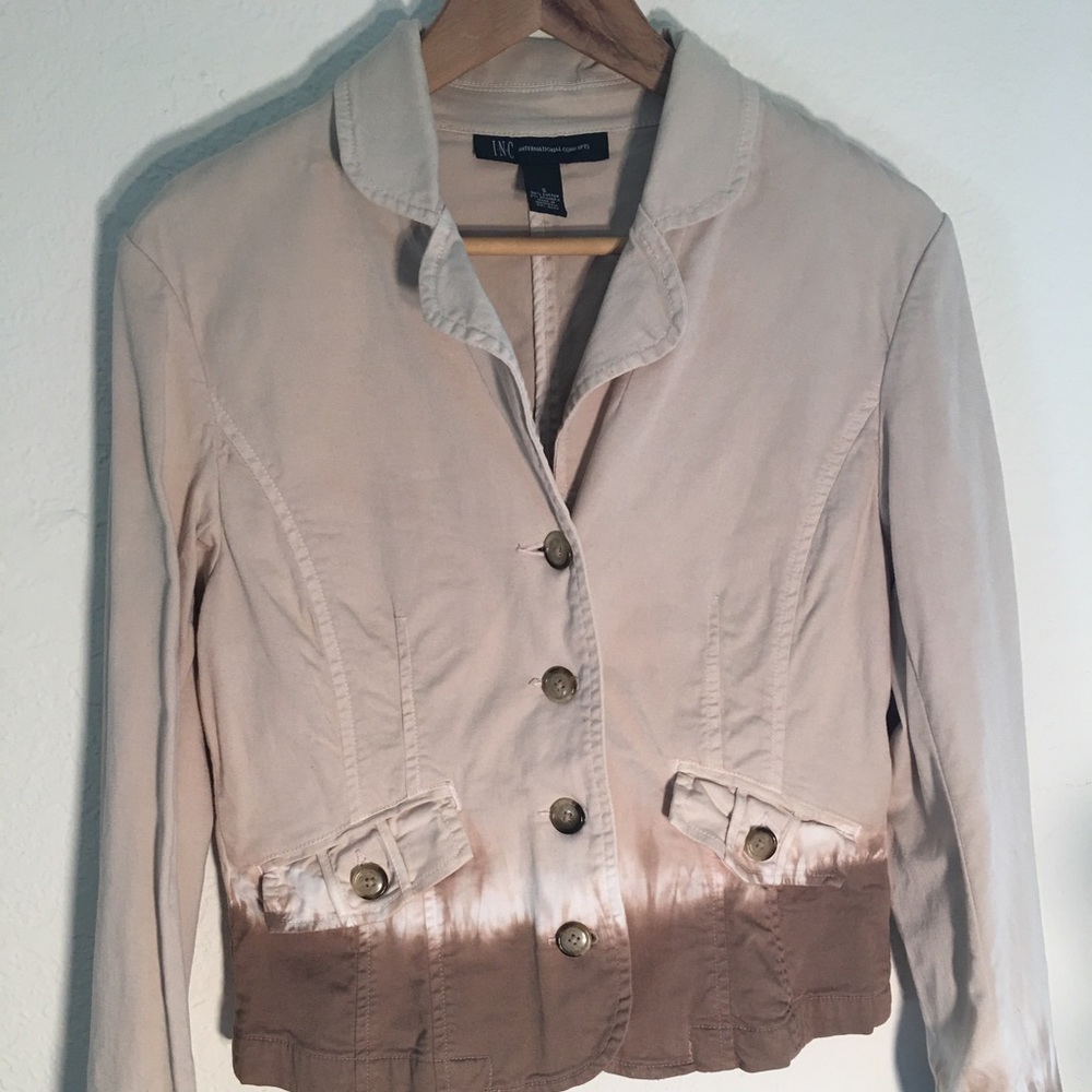INC Brown & Cream Tie Dye Cotton Jacket