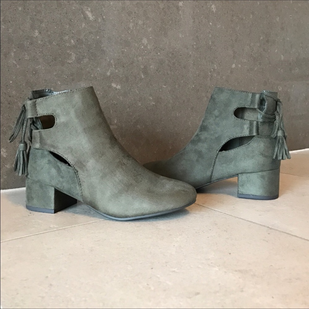 Military Green Tassel Fringe Ankle Bootie - Picture 5 of 5