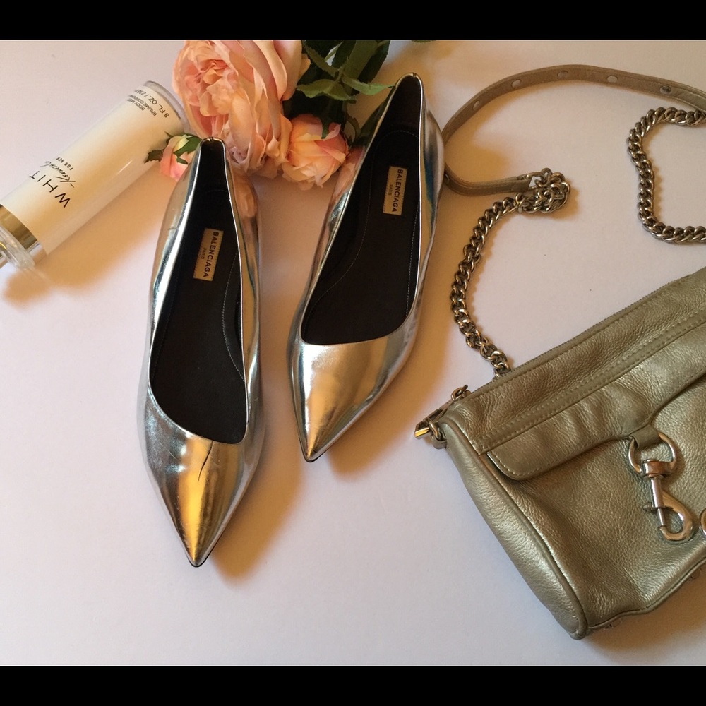 Balenciaga metallic ballet flat sz9.5