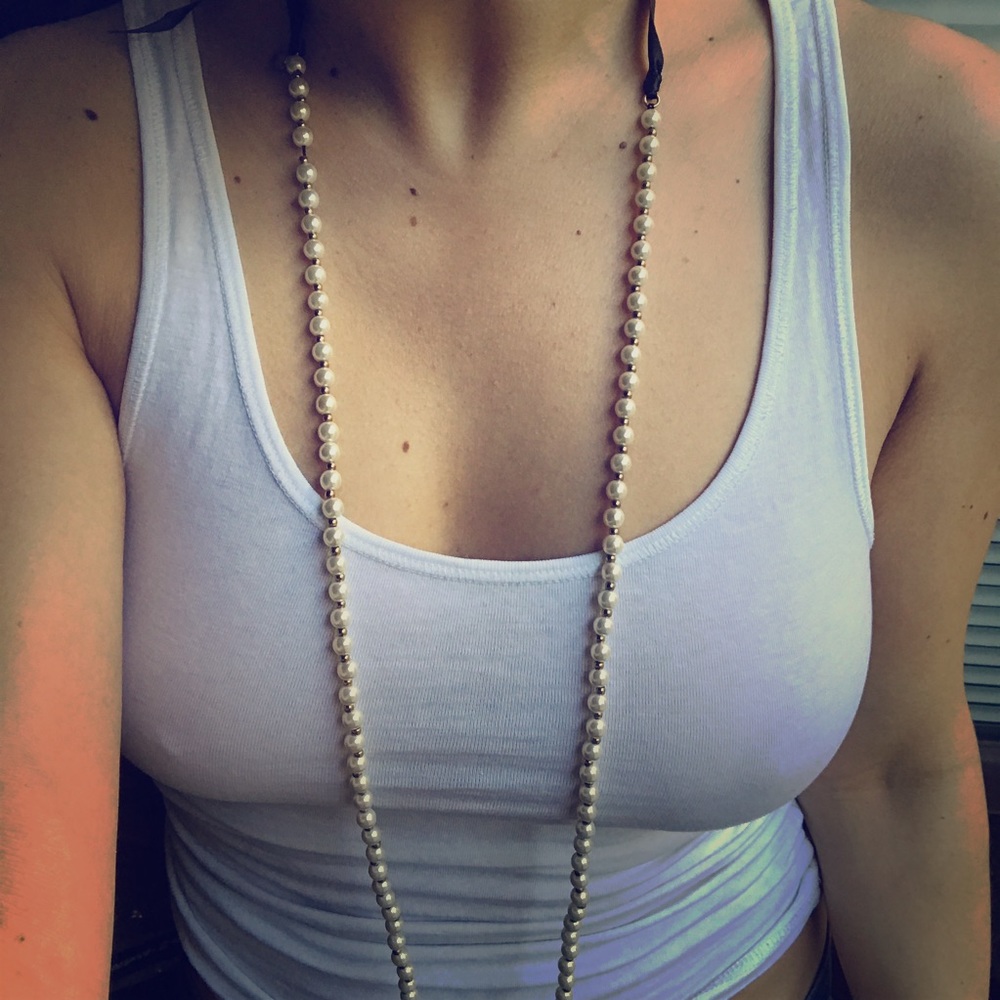 Imitation Pear Ribbon Necklace