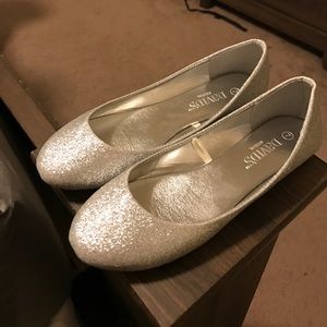 Silver glitter flats