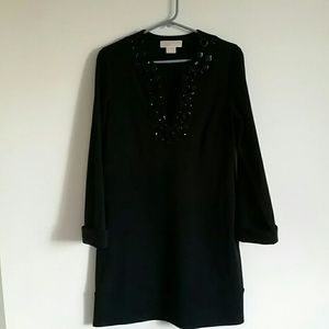 Michael By Michael Kors Black Dress w Beaded Neck