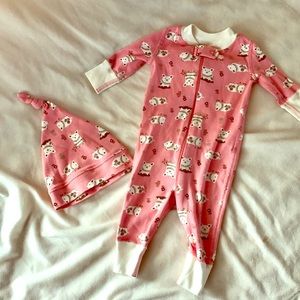 Hanna Andersson Pink Sleeper w/ Hat - Sz 0-6 month