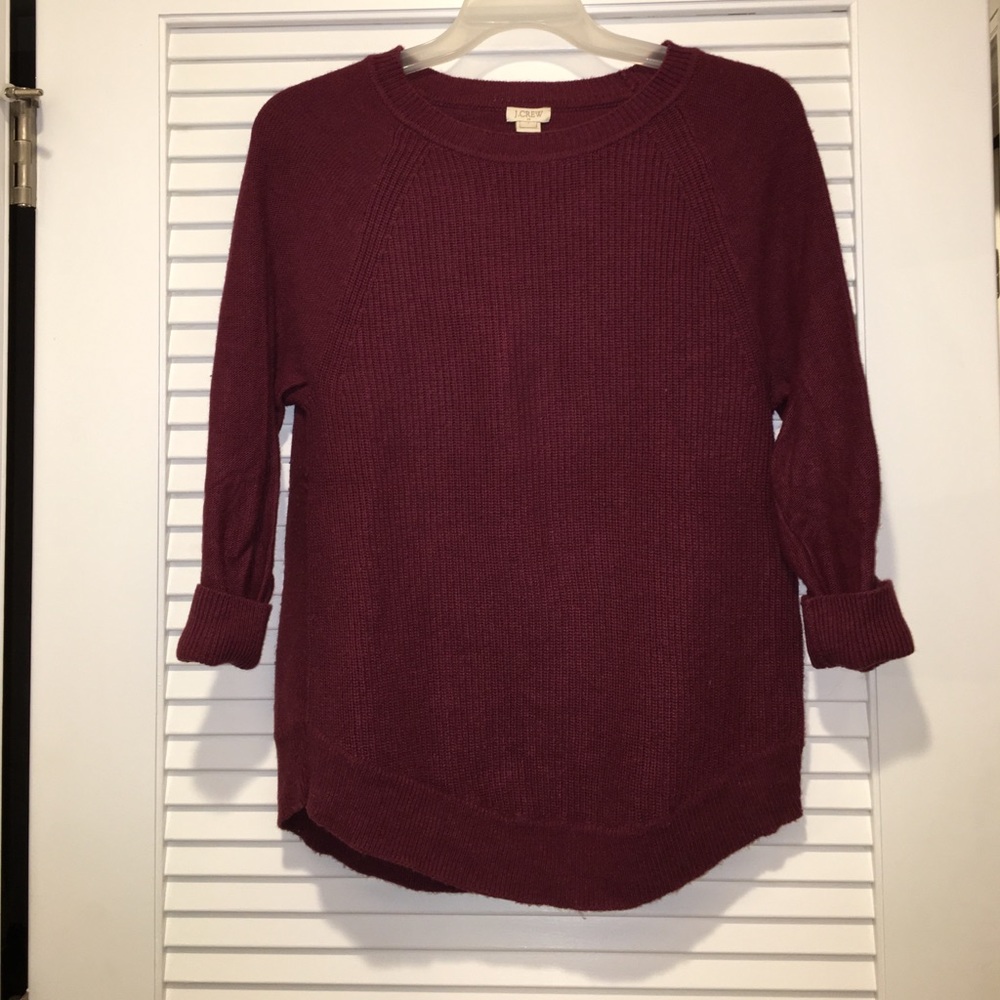 J.CREW maroon sweater - 3/4 sleeve length