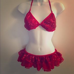 Red sexy Sequin Costume
