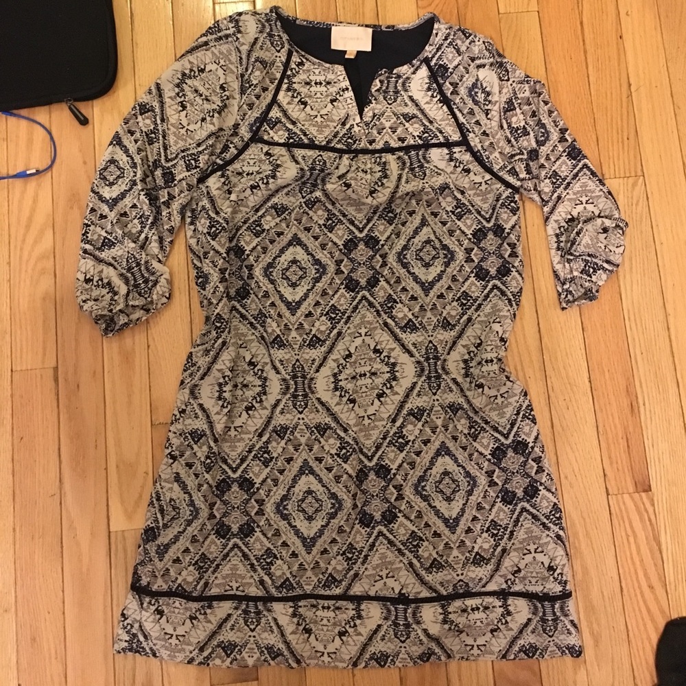 3/4 Sleeve Skies Are Blue Shift Dress